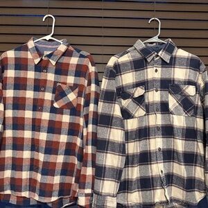 Men's Casual Plaid Shirts - Blue, Brown, and Cream